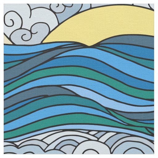 Sun Sky and the Sea Fabric
