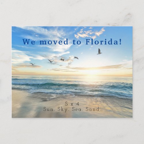 Sun Sky Sea Sand Beach Scene Announcement Postcard