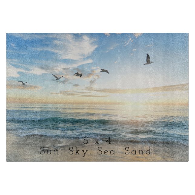Sun. Sky. Sea. Sand. Beach Scene  Cutting Board (Front)