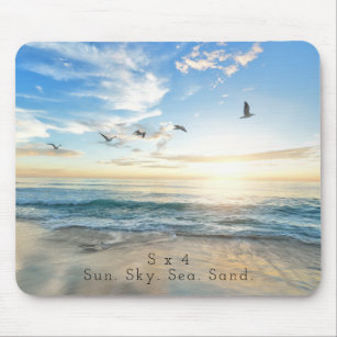Sun. Sky. Sea. Sand. Beach Scene Mouse Pad