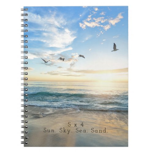 Sun Sky Sea Sand Beach Scene Notebook