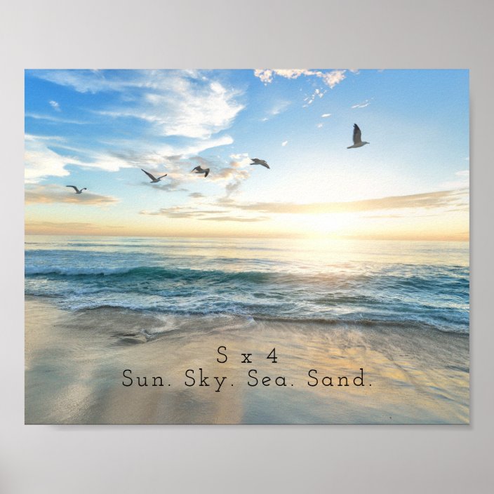 Sun Sky Sea Sand Beach Scene Poster