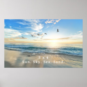 Sun. Sky. Sea. Sand. Beach Scene Poster