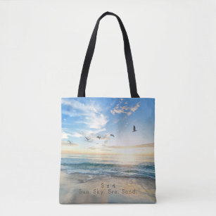 Sun And Sand Bags Zazzle Sun Sky Sea Sand Beach Scene Tote Bag