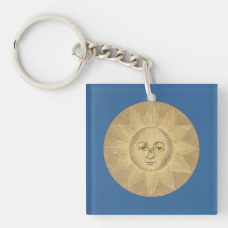 Sun - Solar Detail from Antique Map circa 1780 Keychain