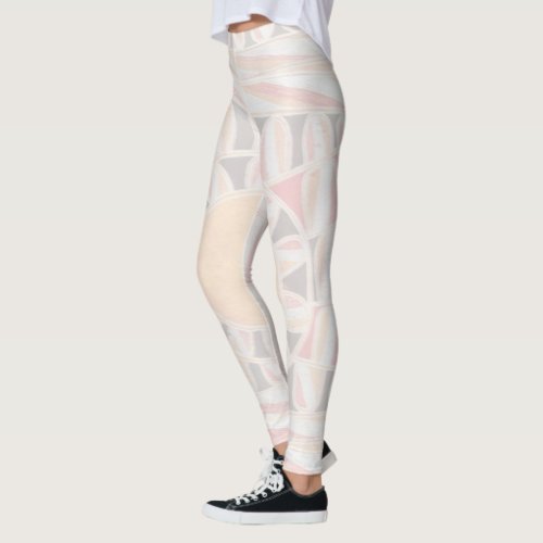 SUN SOLAR ENERGY Abstract Geometric White Leggings