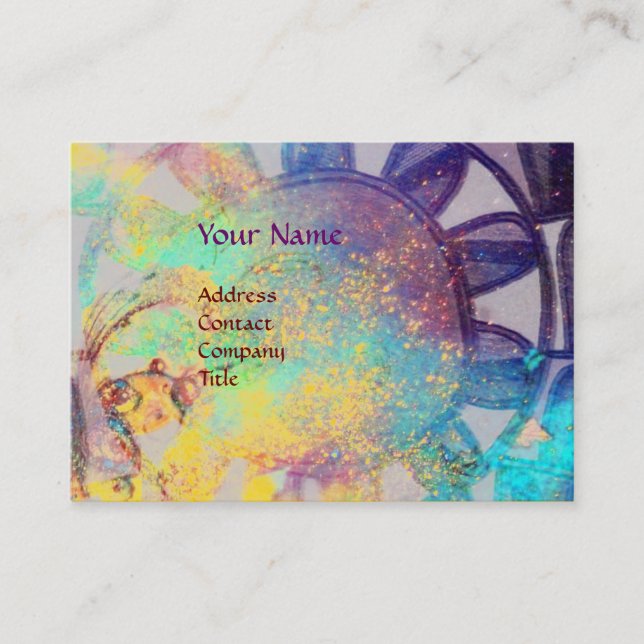 SUN SOLAR ENERGY MONOGRAM blue pink fuchsia Business Card (Front)