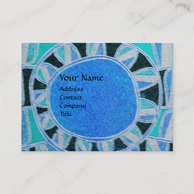 SUN SOLAR ENERGY MONOGRAM blue yellow black Business Card (Front)
