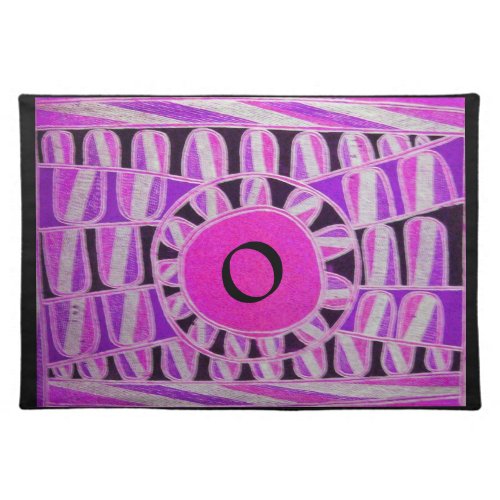 SUN SOLAR ENERGY MONOGRAM Pink Purple White Black Cloth Placemat