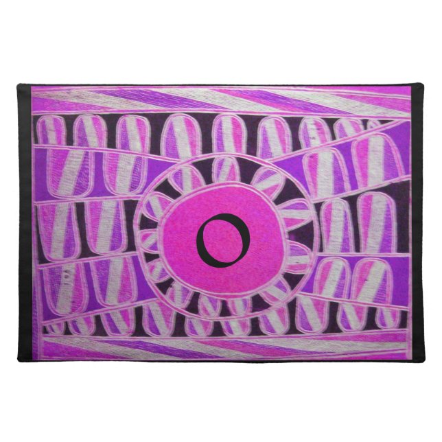 SUN SOLAR ENERGY MONOGRAM Pink Purple White Black Cloth Placemat (Front)
