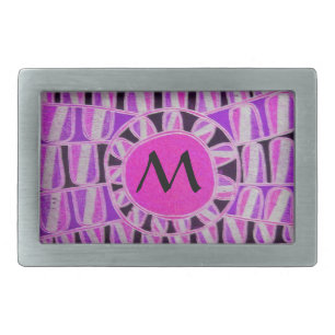 SUN SOLAR ENERGY MONOGRAM Pink Purple White Black Rectangular Belt Buckle