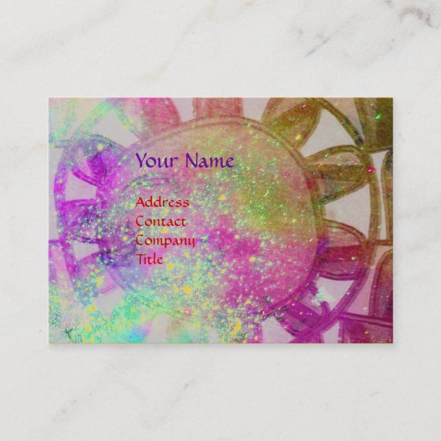 SUN SOLAR ENERGY MONOGRAM yellow fuchsia purple Business Card (Front)