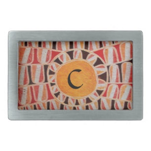 SUN SOLAR ENERGY MONOGRAM yellow orange red black Belt Buckle