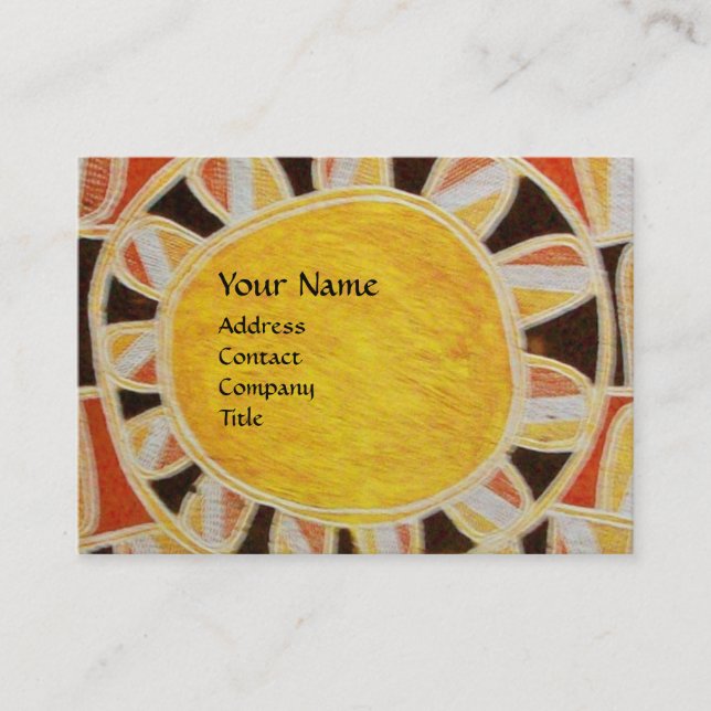 SUN SOLAR ENERGY MONOGRAM yellow orange red black Business Card (Front)