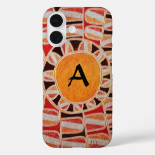 SUN SOLAR ENERGY MONOGRAM yellow orange red black iPhone 16 Case
