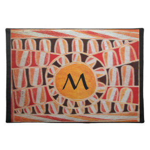SUN SOLAR ENERGY MONOGRAM yellow orange red black Cloth Placemat