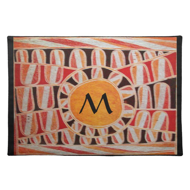 SUN SOLAR ENERGY MONOGRAM yellow orange red black Cloth Placemat (Front)
