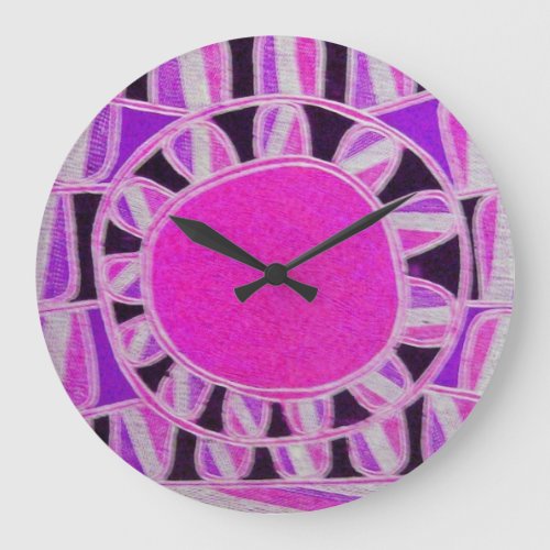 SUN SOLAR ENERGY Pink Purple Fuchsia White Black Large Clock