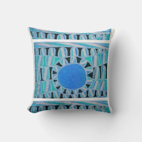 SUN SOLAR ENERGY Teal Blue Black White Throw Pillow