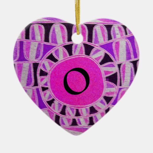 SUN SOLAR ENERGY VALENTINES DAY HEART MONOGRAM CERAMIC ORNAMENT