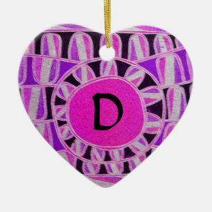 SUN SOLAR ENERGY VALENTINE'S DAY HEART MONOGRAM CERAMIC ORNAMENT