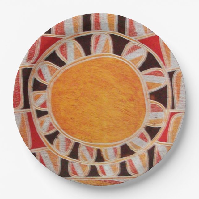 SUN SOLAR ENERGY Yellow Orange Red Black Paper Plates (Front)