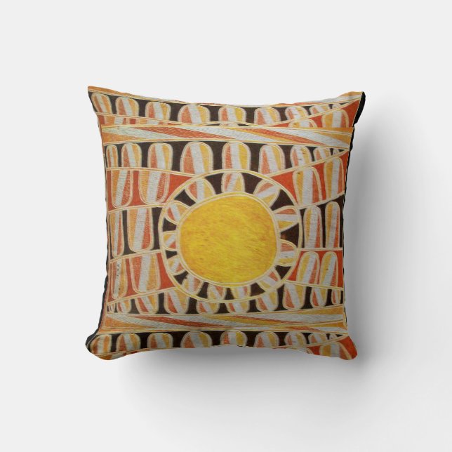SUN SOLAR ENERGY  Yellow Orange Red Black White Throw Pillow (Front)