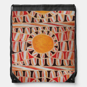 SUN SOLAR ENERGY Yellow Orange Red White Black Drawstring Bag