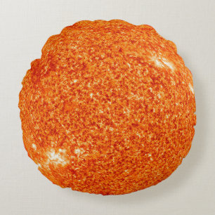 Sun Solar Star Space Solar System Orange Planet Round Pillow