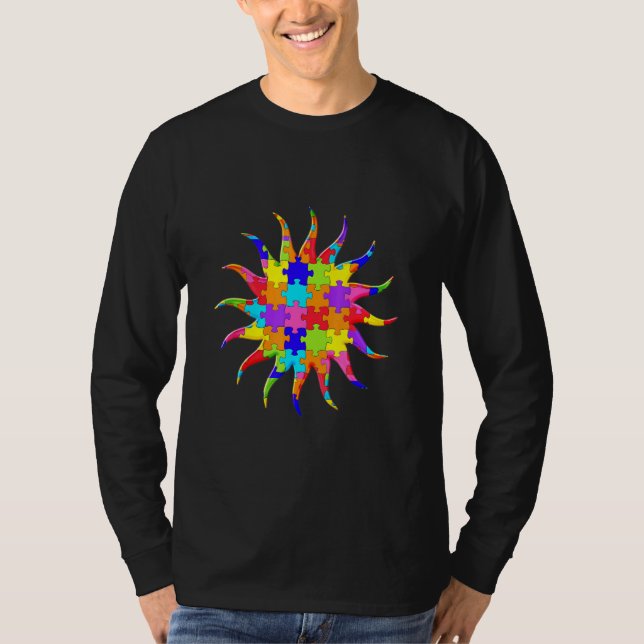 Sun Solar System Jigsaw Autism Puzzle T-Shirt (Front)