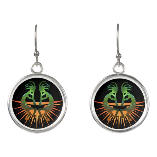 Sun Southwestern Kokopelli Earrings (Front)