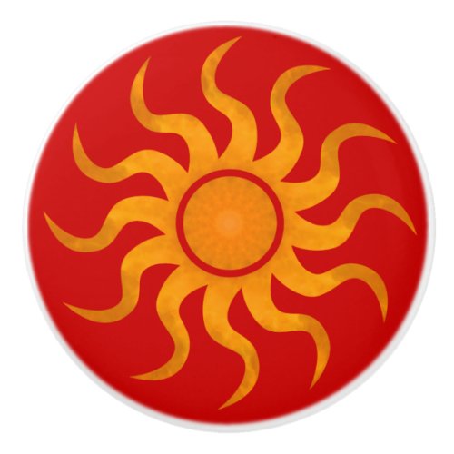 Sun Spicy Red Tile _ Large Ceramic Knob