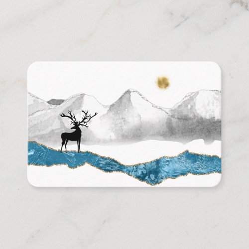  Sun Stage Buck Antler Deer Mountain Stream Bus Business Card