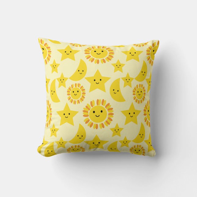 Sun star moon throw pillow (Front)