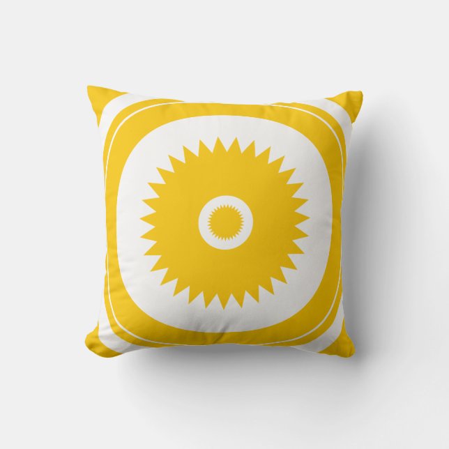Sun star yellow white throw pillow (Front)