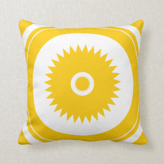 Sun star yellow white throw pillow