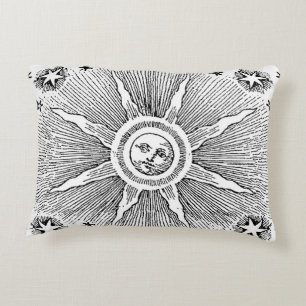 Sun Stars Antique Night Sky Medieval Zodiac Accent Pillow