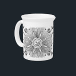 Sun Stars Antique Night Sky Medieval Zodiac Beverage Pitcher<br><div class="desc">This image is a medieval drawing of a sun and stars in the celestial sky. The sun smiles down from the stars. The perfect medieval sun for zodiac,  astrology,  and solstice decor. lunar,  sol,  signs,  symbol,  symbolism,  spiritual,  magical,  zodiac,  new age,  inspirational,  astrology,  solstice</div>
