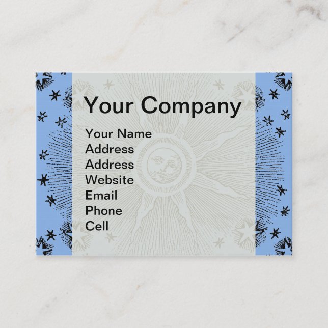 Sun Stars Antique Night Sky Medieval Zodiac Business Card (Front)
