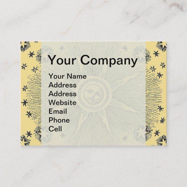 Sun Stars Antique Night Sky Medieval Zodiac Business Card (Front)