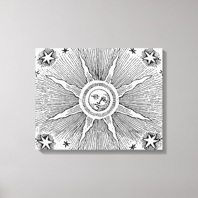 Sun Stars Antique Night Sky Medieval Zodiac Canvas Print (Front)