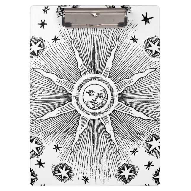 Sun Stars Antique Night Sky Medieval Zodiac Clipboard (Front)