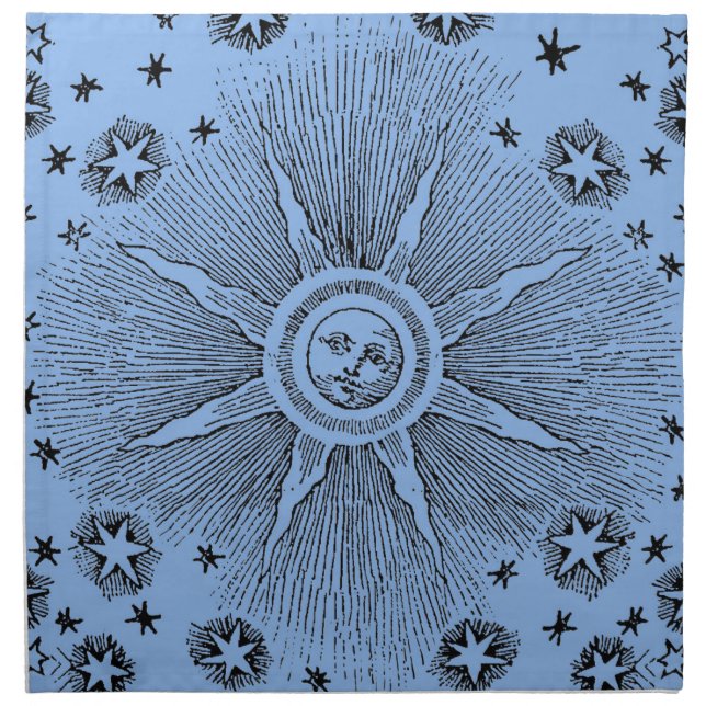 Sun Stars Antique Night Sky Medieval Zodiac Cloth Napkin (Front)