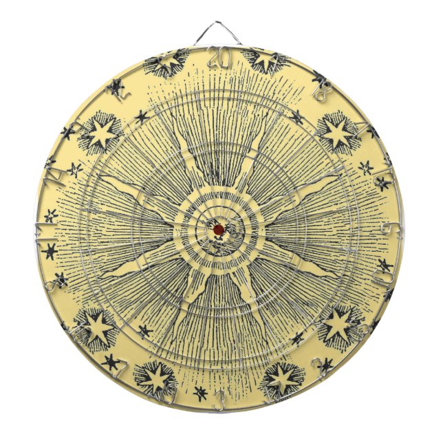 Sun Stars Antique Night Sky Medieval Zodiac Dart Board (Front)