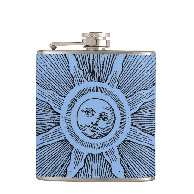 Sun Stars Antique Night Sky Medieval Zodiac Flask (Front)