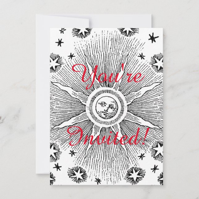 Sun Stars Antique Night Sky Medieval Zodiac Invitation (Front)