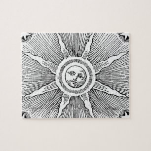 Sun Stars Antique Night Sky Medieval Zodiac Jigsaw Puzzle