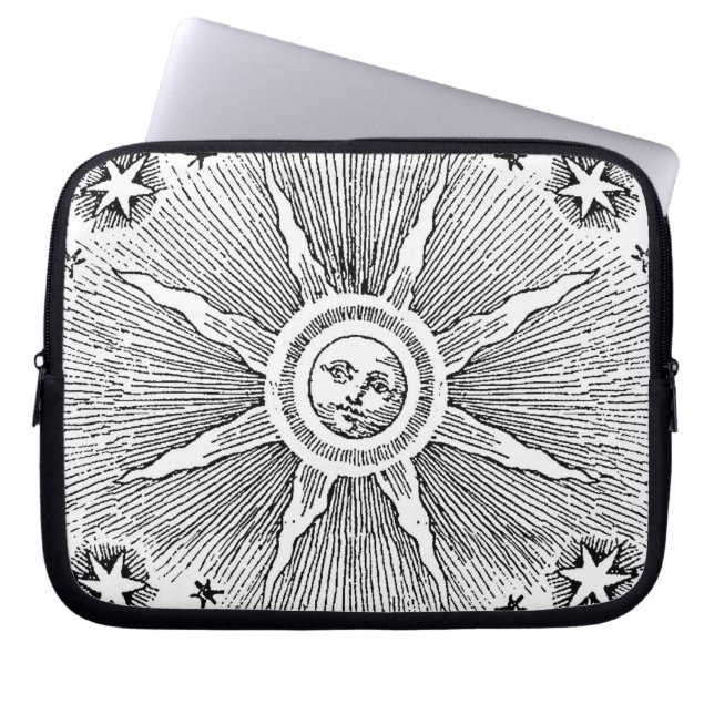 Sun Stars Antique Night Sky Medieval Zodiac Laptop Sleeve (Front)