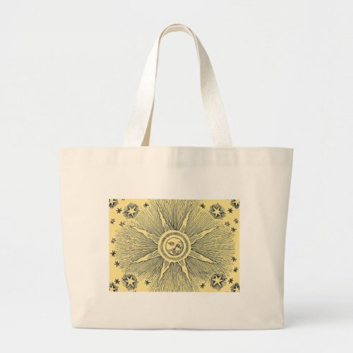 Sun Stars Antique Night Sky Medieval Zodiac Large Tote Bag