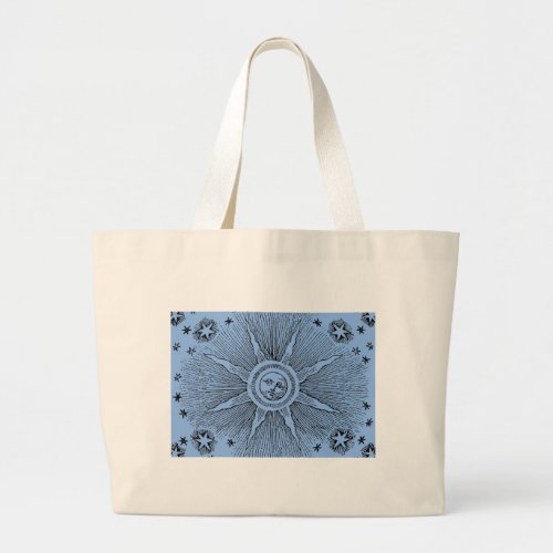 Sun Stars Antique Night Sky Medieval Zodiac Large Tote Bag